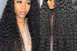 30inch Water Wave 100% Human Hair 13x4 Lace Frontal Wig Natural Color