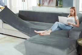 L SHAPE SOFT SOFA COVERS (BLACK)