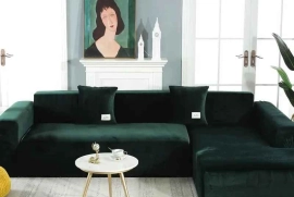 L SHAPE SOFT SOFA COVERS (BLACK)