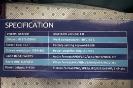 10.1” Android touch screen stereo 